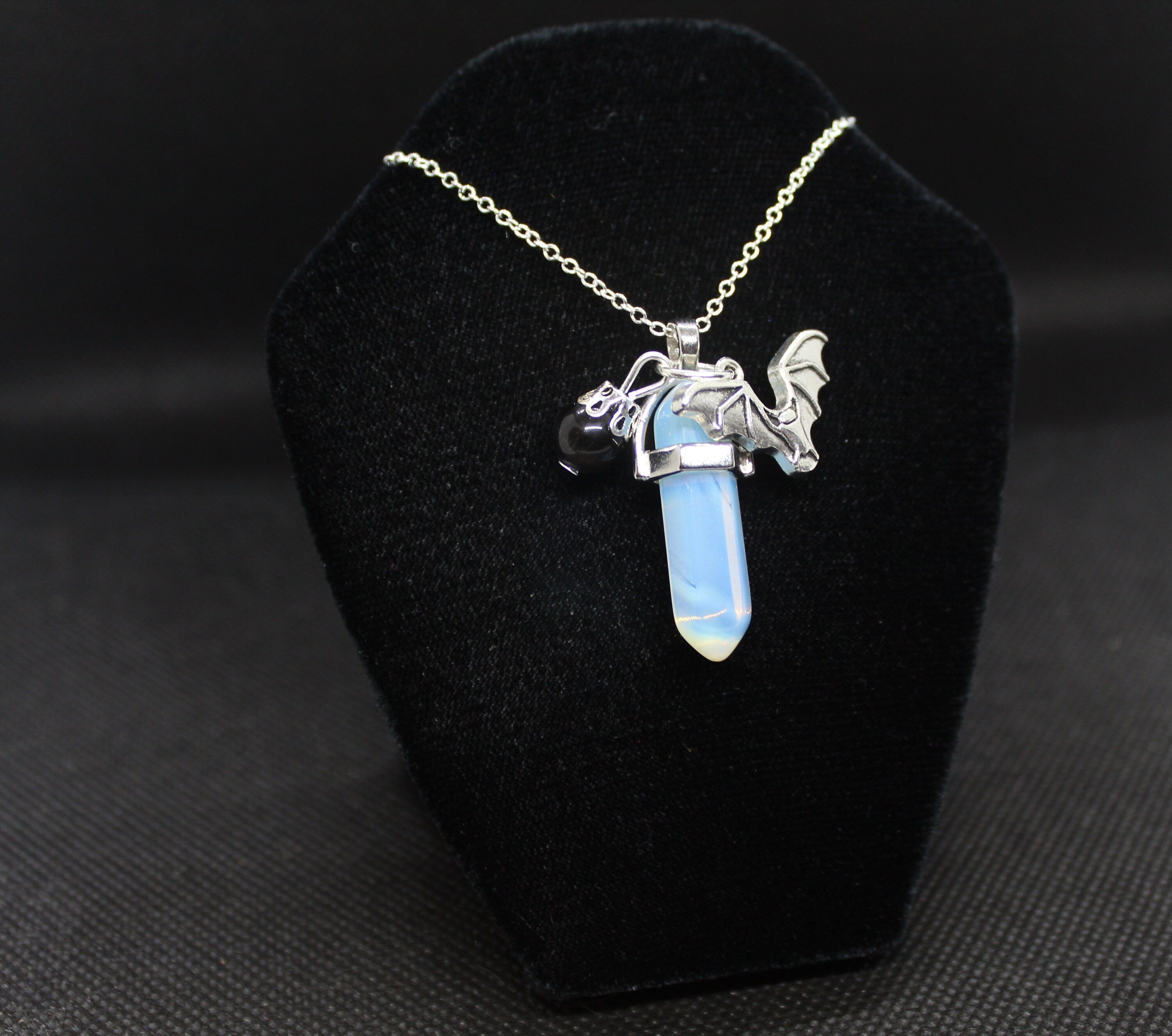 Opalite Bat Necklace Crystal Witch Witchy Jewelry Witchcraft Wicca Wiccan Pagan Metaphysical