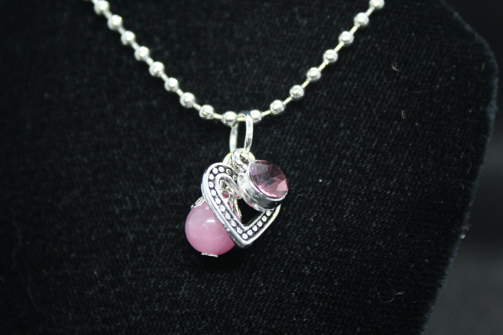 Pink Heart Cat's Eye Necklace Crystal Witch Witchy Jewelry Witchcraft Wicca Wiccan Pagan Metaphysical