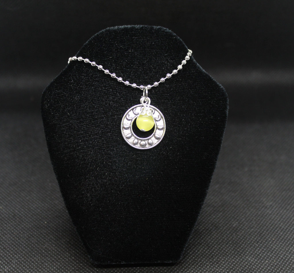 Yellow Moon Phase Necklace Crystal Witch Witchy Jewelry Witchcraft Wicca Wiccan Pagan Metaphysical