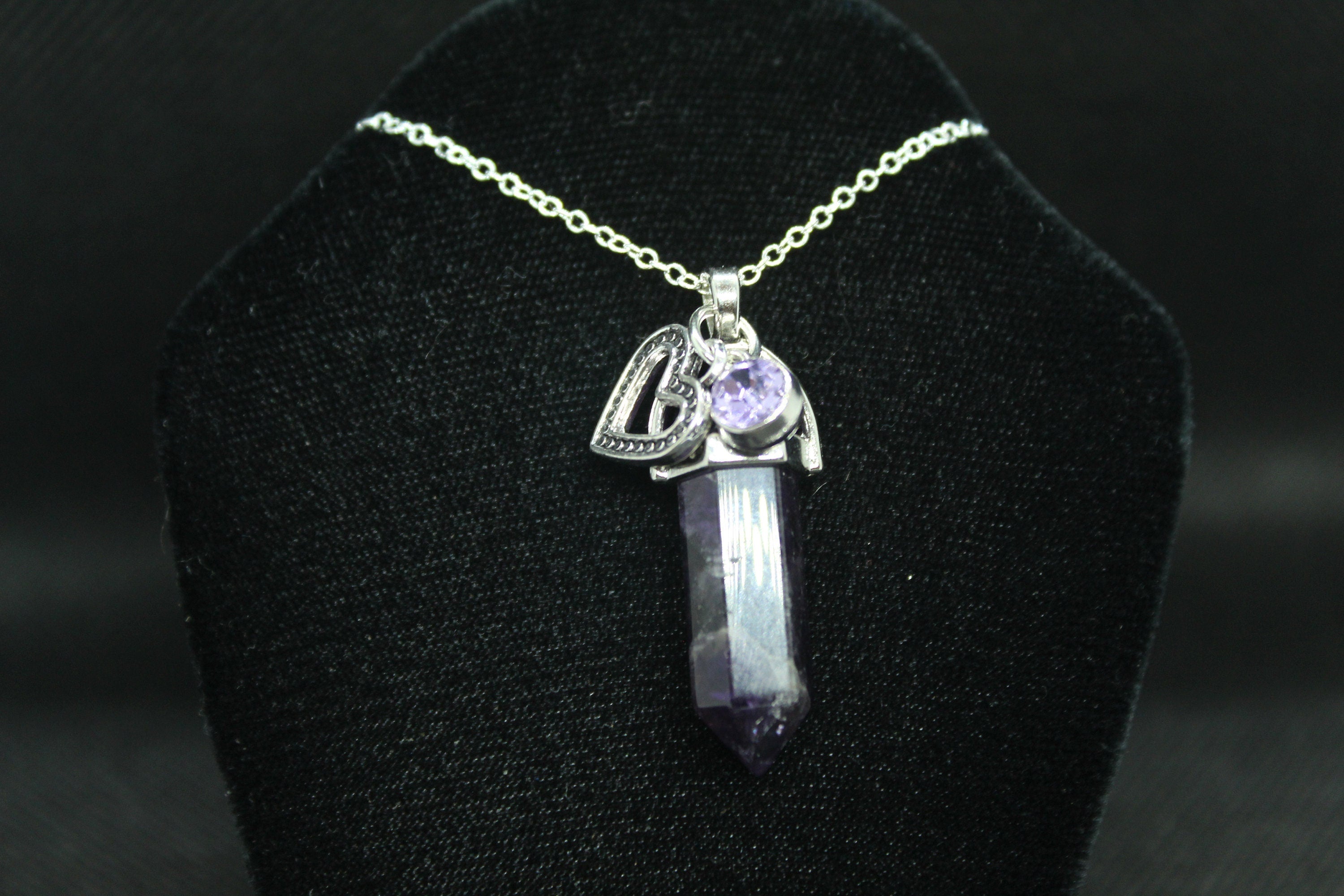 Amethyst Cat's Eye Necklace Crystal Witch Witchy Jewelry Witchcraft Wicca Wiccan Pagan Metaphysical