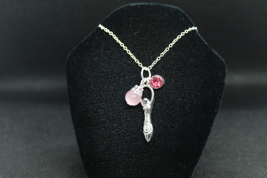Pink Spiral Goddess Necklace Crystal Witch Witchy Jewelry Witchcraft Wicca Wiccan Pagan Metaphysical